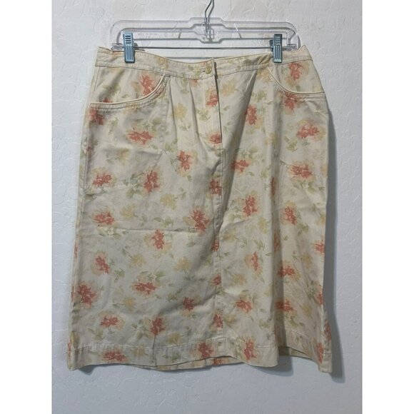 NWT J. Jill Watercolor Floral Skirt Sz 12 Pastel Knee Length - Picture 2 of 8
